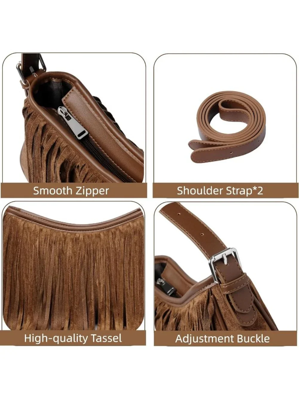 Women's Brown Imported Underarm Suede Western Classy Stylish Trendy Hobo Bag